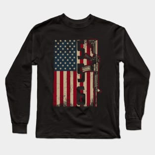 556 Gun USA Flag Long Sleeve T-Shirt